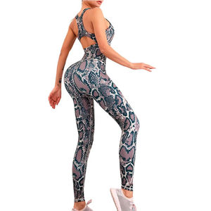 Ensemble de vêtements de sport pour femmes, soutien-gorge de sport et leggings de yoga, en spandex et nylon, taille haute, haute élasticité, respirant, grande taille - Product Image 1