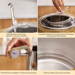 หม้อต้มซุปไฟฟ้าสำหรับโรงแรม ลายค้อน สแตนเลส หม้ออุ่นโจ๊ก ซุป กาต้มน้ำ ควบคุมอุณหภูมิ <span class=keywords><strong>บุฟเฟ่ต์</strong></span> 8 ลิตร - Product Image 2