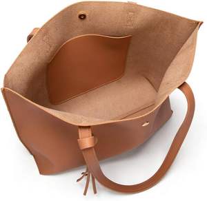 2025 sac fourre-tout confortable en similicuir pour dames avec deux compartiments au design chic et à pompon et fermeture ouverte pour les femmes élégantes - Product Image 6
