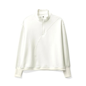 2026 Women's High Neck Oversize Crop <b>Jumper</b> Lapel Polyester/Cotton Sports Breathable Half <b>Zip</b> Sweatshirt Wholesale Winter - Product Image 4