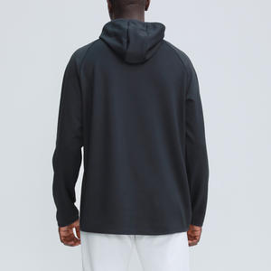 Men's <b>Black</b> Sports Hoodie <b>Long</b> <b>Sleeved</b> Standing Neck With Loose Fitting Running Training Fitness Autumn Quick Dry Hoodies - Product Image 3