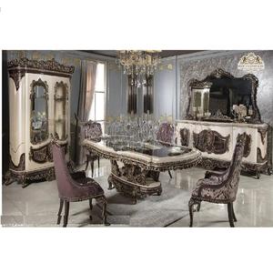 Juego de mesa de comedor de estilo europeo para Villa de diseñador Majestic tallado a mano comedor de 4 plazas lujoso comedor tallado a mano - Product Image 1