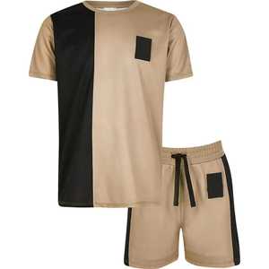 Ensemble de survêtement d'été unisexe 2 pièces personnalisé ensemble de t-shirt court et anti-rétrécissement pour hommes avec logo personnalisé - Product Image 3