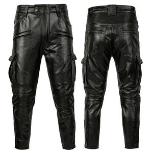 Pantalon en cuir à jambes larges et taille haute, nouvelle mode pour hommes, cuir de vachette de haute qualité, pantalon en cuir pour hommes - Product Image 1