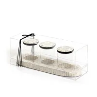 Ensemble d'incrustation en mosaïque mère de perle élégante, ensemble de 3 pots de rangement en verre à épices avec couvercle en acrylique
