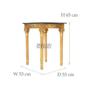 โต๊ะข้างทรงสี่เหลี่ยมหรูหราพร้อมท็อปหินอ่อนสีดำและโครงไม้แกะสลักลายทองคำเปลวอย่างประณีตสำหรับตกแต่งบ้านสไตล์คลาสสิก - Product Image 3