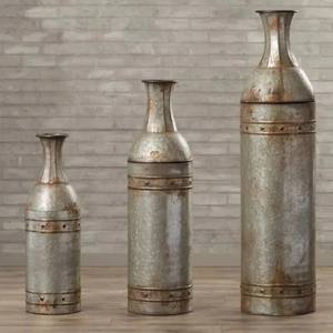 Metal <b>Vases</b> Rustic Galvanized <b>Floor</b> <b>Vases</b> with Studs Farmhouse Decor Tall Decorative <b>Vases</b> for Living Room Home Decor - Product Image 2
