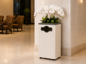 TH-CTC-006 Luxury Hotel Lobby Waste <b>Bin</b> with Decorative Artificial Flowers Stainless Steel Commercial Recyclable Trash Can - Product Image 5