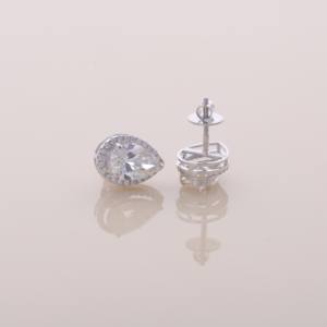 3 Carat Pear Diamond Halo <b>Earrings</b> with 0.29 Carat Diamonds IGI Certified Rhodium Plated <b>Solid</b> 925 Sterling <b>Silver</b> Gift Jewelry - Product Image 5