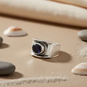 925 <b>Silver</b> Cluster Ring Blue Gemstone Oval Cut Fine Jewelry for Women Rhodium Plated Statement Design Elegant Inlay Technology - Product Image 2