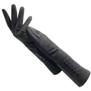 Gants de mariée longs en satin et dentelle perlée de 35 cm, en daim tendance avec écran tactile, longueur bras, pour mariages - Product Image 4