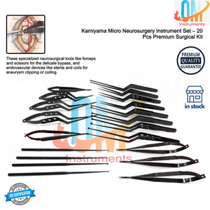 Ensemble d'instruments de micro-neurochirurgie Kamiyama de haute qualité, 20 pièces, précision, acier inoxydable revêtu de plasma noir, autoclave - Product Image 2