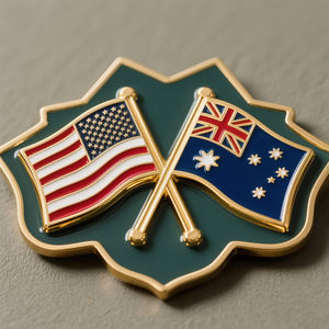 Insignia de aleación de zinc a granel Metal de lujo personalizado esmalte duro suave Australia Estados Unidos Pin de bandera de país combinado - Product Image 1