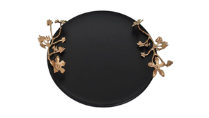 Bandeja de madera negra para servir con asas de latón dorado para aperitivo, bandeja de plata para servir - Product Image 3