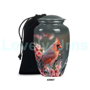 Venta caliente de aluminio grande de cremación de pájaros cardinales urna para adultos para cenizas humanas urna decorativa de tamaño completo con bolsa de terciopelo gratis - Product Image 6