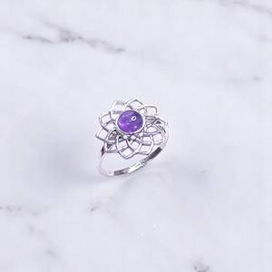 Top Quality Fine Jewelry Handmade Lotus Design <b>Ring</b> 925 Sterling Silver <b>Turquoise</b> Gemstone Flower Shape <b>Ring</b> Direct Manufacturer - Product Image 4