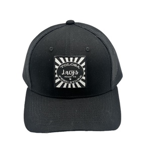Casquette noire personnalisée à 6 panneaux avec logo brodé pour hommes-Casquette camionneur avec panneau en maille - Product Image 3