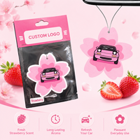 Feuilles parfumées imprimées personnalisées en forme de diffuseur de parfum suspendu pour voiture, motif fleur de cerisier mignon, avec logo pour automobile