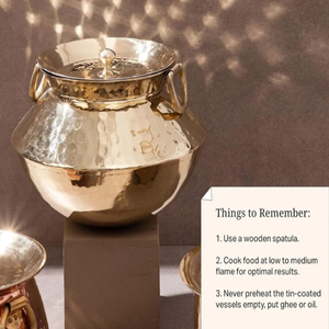 Marmite Patila en laiton pur 100% martelé poli 2 litres Handi laiton doré Bhagona/Tapeli avec ustensiles de cuisine à fond lourd - Product Image 2