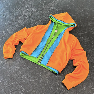 Logo personnalisé Haute Qualité 100% Coton 450/400gsm Bloc De Couleur Triple Couche Pull French Terry Zip Up Hood Vestes Hommes - Product Image 3