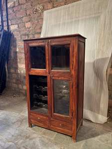 Armoire de cuisine en bois massif brun élégante de taille moyenne, style moderne, antique, luxueux, classique et vintage - Product Image 3