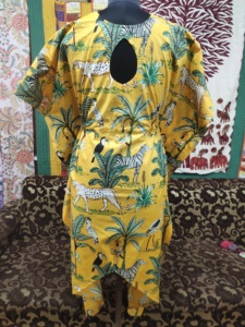 Robe caftan en coton imprimé jungle femmes taille libre coupe ample respirant Maxi col en v couverture de plage grande taille tenue décontracté - Product Image 4
