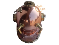 Casque de plongée antique de la marine américaine de 18 pouces, en cuivre, en laiton, en fer, décoration d'intérieur, casque de plongée en eaux profondes avec base