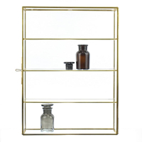 Nouvellement élégant trois niveaux étagère de rangement pliante maison déco laiton/verre étagères murales pour salon présentoir doré