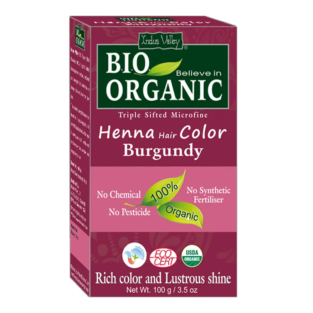 Indus Valley Bio Organic 100% Natural Henna Cor do cabelo | Cobertura cinza e tintura de cabelo duradoura | Vegan e livre de crueldade (100gm)