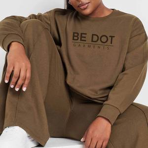 Conjunto de chándal de invierno transpirable de secado rápido de algodón 100% de calidad para mujer, chándal de cuello redondo con bloque de Color - Product Image 4