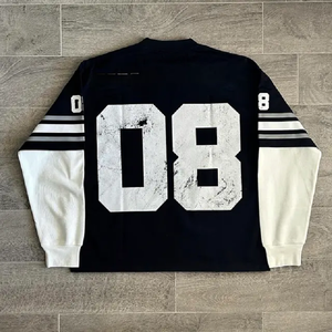 Camiseta de manga larga térmica de doble capa con estampado DTG personalizado de fábrica de alta calidad, Camiseta de algodón con lavado ácido - Product Image 4