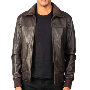 Chaqueta de cuero de vaca de grado superior para hombre de talla grande con logotipo personalizado 2025, cálida chaqueta de cuero genuino de alta calidad a prueba de viento para hombre - Product Image 2