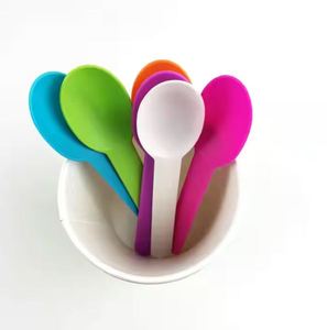 Cuchara de helado desechable con logotipo personalizado Cucharas de yogur de mango largo ecológicas de postre pequeño Cpla de almidón de maíz biodegradable - Product Image 1