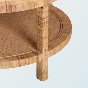Table Basse Style Bohème en Rotin Miel Clair et Bois d'Acajou - Product Image 6
