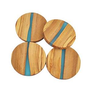 Sous-verres en bois d'acacia et en résine personnalisables de haute qualité Expédition rapide avec des tapis et des tampons de qualité supérieure en forme de bois en option - Product Image 4