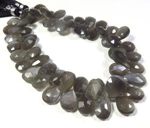 Lot en gros de 8 brins 9-13mm en forme de poire à facettes taillées pierre de lune grise naturelle perles de pierres précieuses belles pierres précieuses en vrac" - Product Image 2