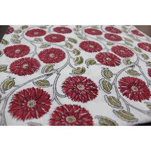 100% Cotton Red & White Floral Hand Block Print <b>Tablecloth</b> Spring Summer Decor for Dining <b>Parties</b> Weddings for Hotels - Product Image 2