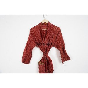 Kimono Largo de Verano para Mujer, Estilo Bohemio Vintage, de Satén y Seda con Parches, Elegante, de Talle Alto, Transpirable, Maxi, Suave - Product Image 2