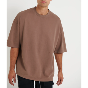 Camiseta Deportiva Extra Grande para Hombre, Estilo Vintage, Color Marrón Moca, 100% Algodón, Gruesa, Estampada, Transpirable, de Secado Rápido, Estilo Urbano, Manga Corta - Product Image 1