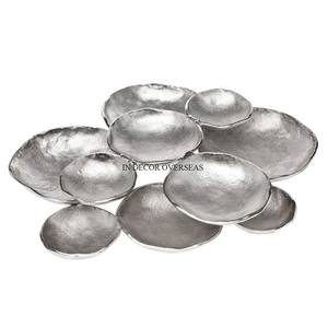 Pièce maîtresse de table en aluminium moulé, art créatif moderne, design unique et élégant, argent brillant et poli, bol de service et bol décoratif - Product Image 6