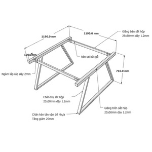 HCTH014 Industrial Trapeze II Concept Assembly <b>Table</b> Legs 120x120 2-Piece Set for Dining Hospital Cabinets <b>Coffee</b> <b>Table</b> Legs - Product Image 4