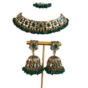 Joyería 2025 para Mujer al por Mayor, Conjuntos de Joyería de Moda con Collar Choker Indio, Aretes y Mangtika para Novia - Product Image 1