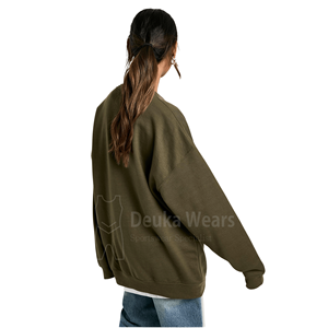 Sudaderas de invierno personalizadas con serigrafía 3D de bajo MOQ para mujer, hechas a medida con tela de algodón y forro polar, estilo urbano con hombros caídos. - Product Image 3