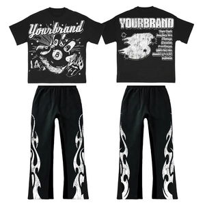 NUEVOS trajes de sudor lavados con ácido personalizados 100% algodón French Terry Chándal de gran tamaño Heavyweights Hombres Flare Pantalones de chándal y conjunto con capucha - Product Image 2