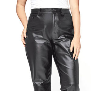 Prix de gros Pantalons en cuir pour femmes Hiver Devant plat Vente chaude Mode Droit Jambe large pour usage extérieur - Product Image 5