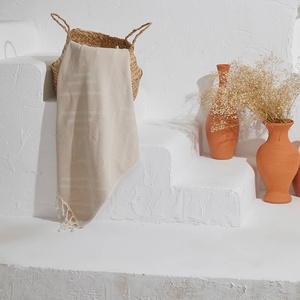 Serviette turque en tissu éponge Baklava, motif losanges, beige, 100% coton - Product Image 4