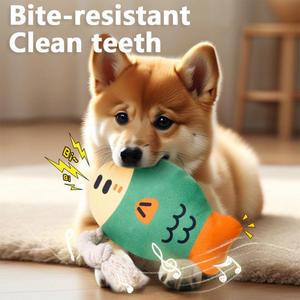 Jouets pour animaux de compagnie écologiques en gros, style dessin animé, pour chiens et chats, jouet à mâcher interactif résistant aux morsures, design en peluche de poisson - Product Image 6