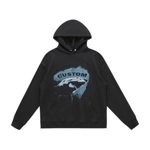 Custom Logo Screen Print Non Drawstring Oversized Pullover Hoodie Solid 100% Cotton Heavyweight French Terry Custom <b>Sweatshirt</b> - Product Image 6