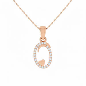 Colgante de Plata de Ley 925 con Sello BIS, Letra O, Circonita Cúbica, Chapado en Oro, Acabado en Oro Rosa y Rodio, Colgante Fino - Product Image 4