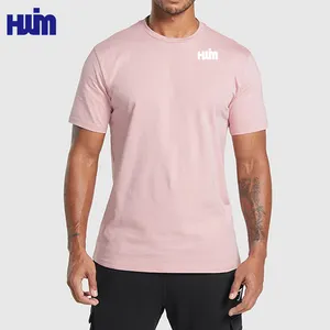 Özel % erkek tişört pamuk 100% artı boyutu Normal omuz hattı spor koşu tıknaz ekip boyun T-Shirt erkekler için